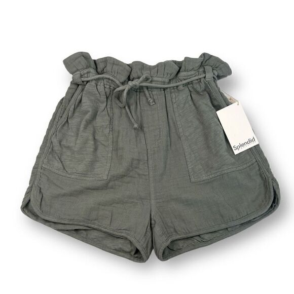 Splendid Green Paperbag Shorts Size Extra Small - Picture 1 of 5